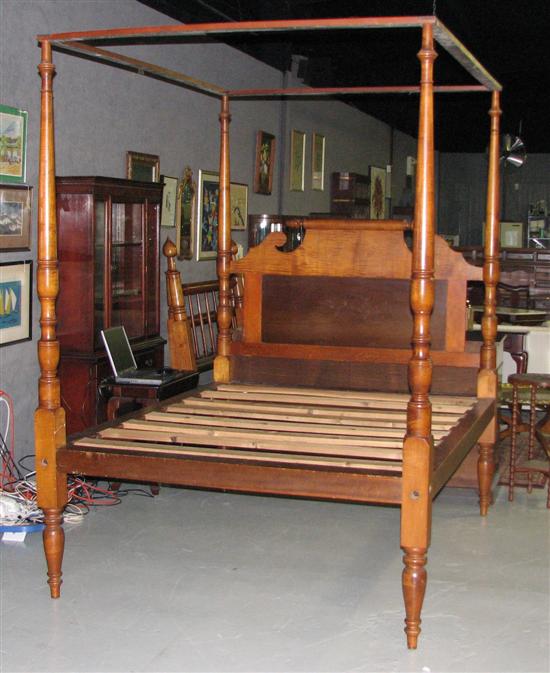 Appraisal: Curly Maple American Sheraton High Post Bed Circa Urn and