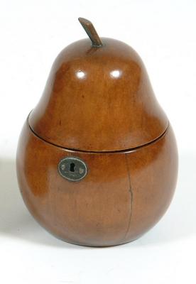 Appraisal: A FRUITWOOD PEAR TEA CADDY th century of typical form