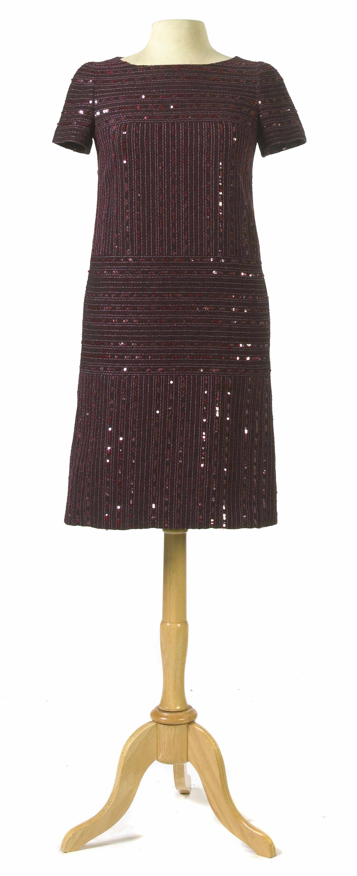 Appraisal: A Chanel burgundy sequin knit dress together with a Geoffrey