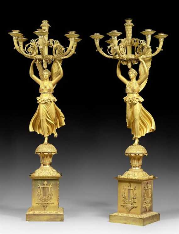 Appraisal: PAIR OF IMPORTANT CANDELABRAS AUX VICTOIRES Empire by P P