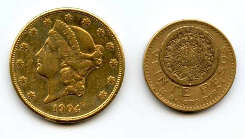 Appraisal: -S and Mexico Pesos The double eagle has been harshly