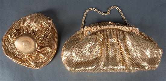 Appraisal: Whiting Davis gold colored mesh and rhinestone evening bag together