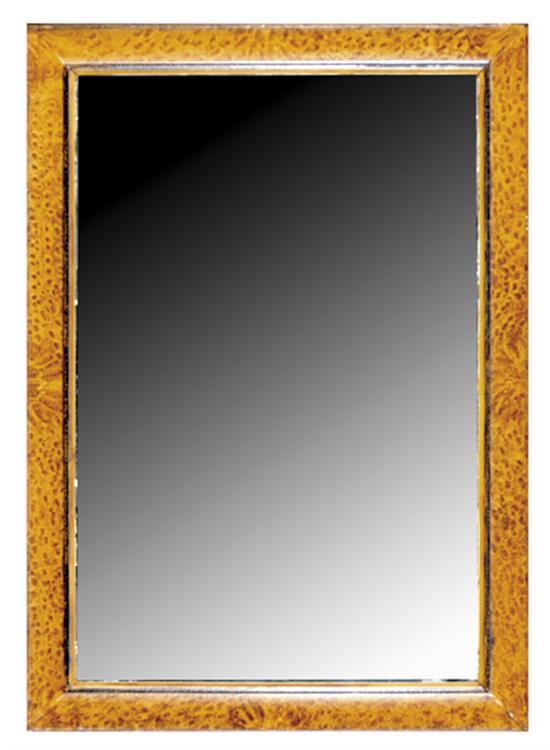 Appraisal: Faux-painted burl walnut mirror late th centurygrain-painted frame centering beveled