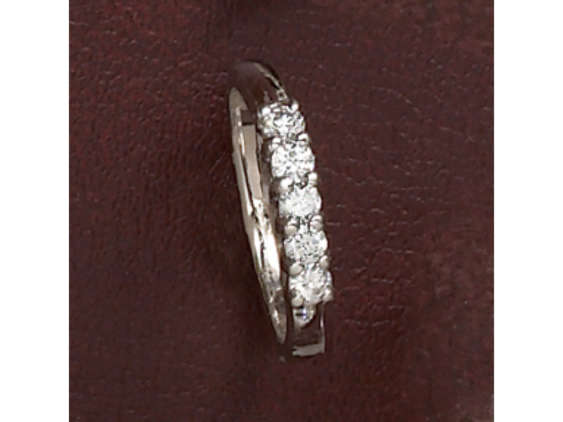 Appraisal: DIAMOND WEDDING RING k white gold ring set with five