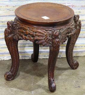 Appraisal: Chinese low table having a circular top above carved outswept