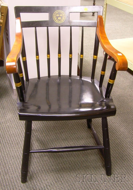 Appraisal: Nichols Stone Partial-ebonized Maple Harvard University Alumni Armchair