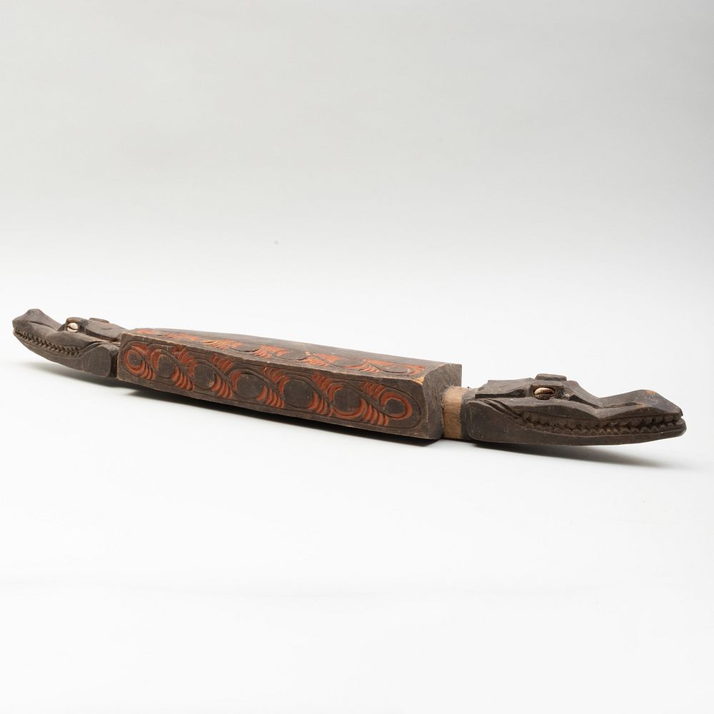 Appraisal: Papua New Guinea Carved Wood and Painted Crocodile Headrest Village