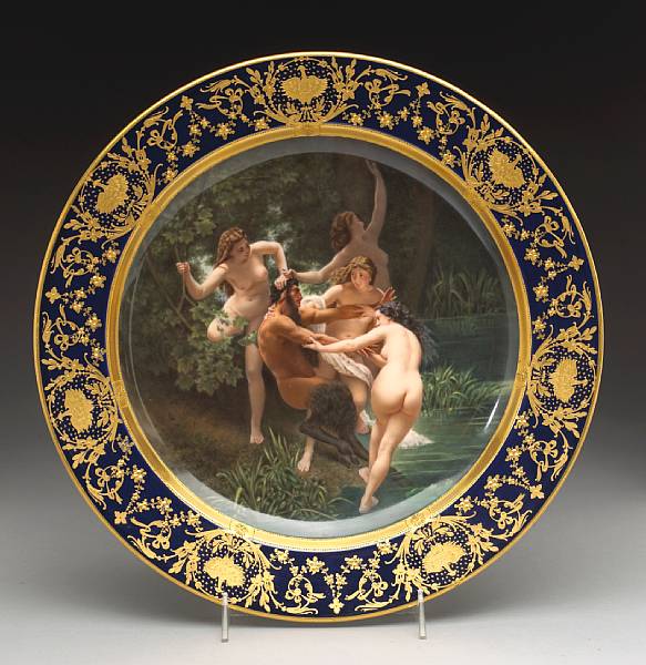 Appraisal: A Vienna style porcelain plate N mphen amp Satyr late