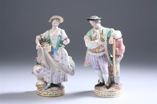 Appraisal: PAIR MEISSEN PORCELAIN PASTORAL FIGURES late th - early th