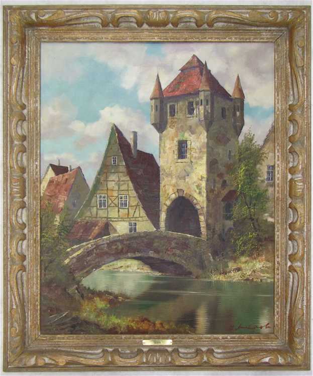 Appraisal: ERNST JUGEL OIL ON CANVAS Germany - River landscape with