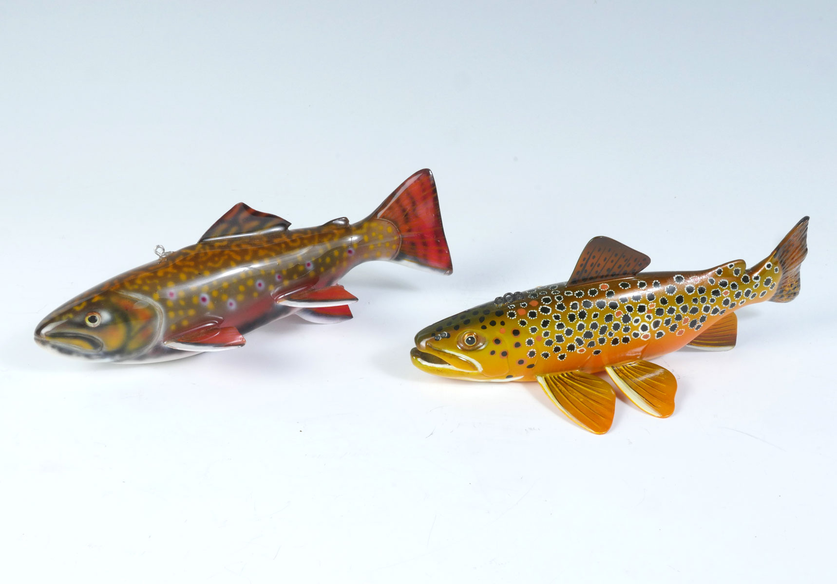 Appraisal: TWO PIECE FISH DECOY LOT PEKELDER AND GARN Realistically Painted