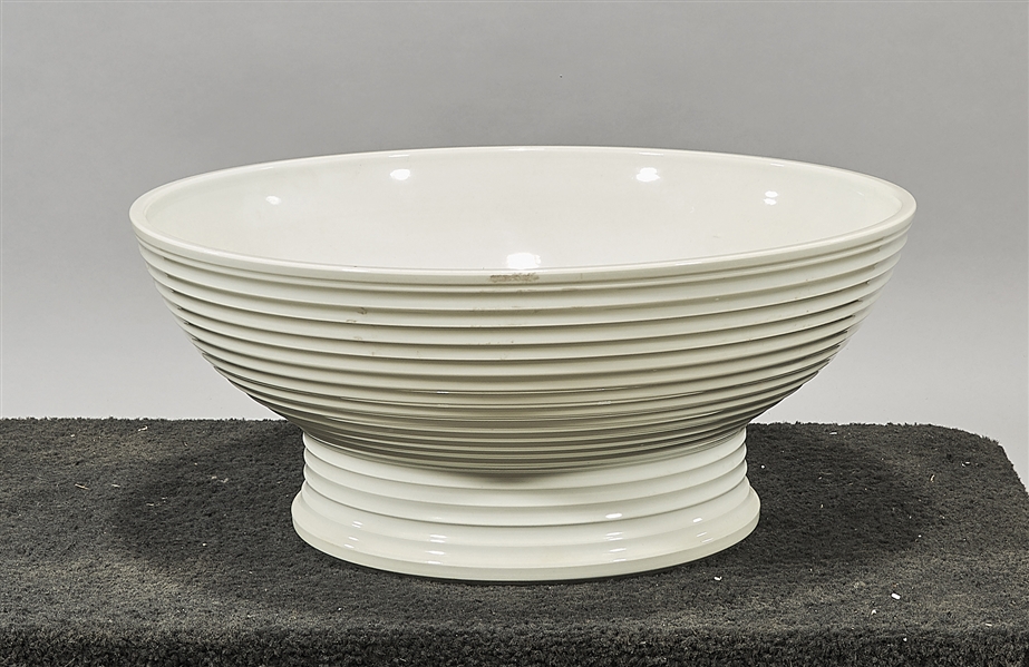 Appraisal: Large Chinese white glazed porcelain footed bowl of ribbed design