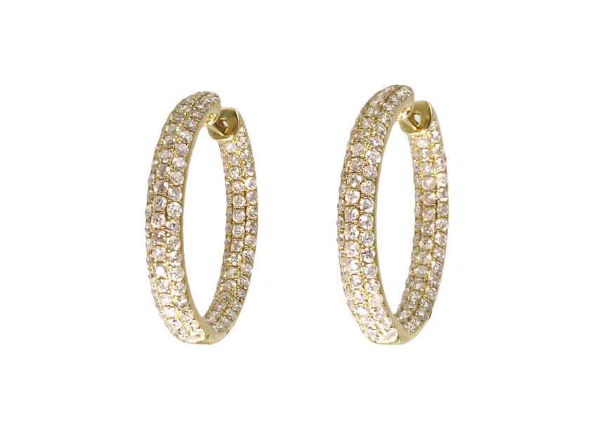 Appraisal: K DIAMONDS INSIDE AND OUT HOOP EARRINGS K yellow gold