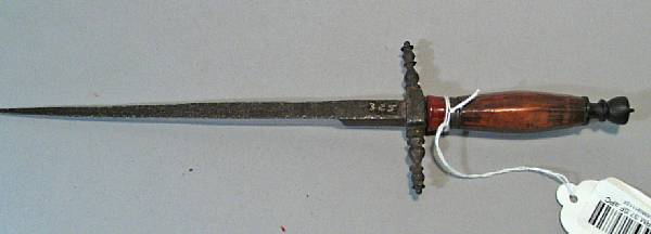 Appraisal: An Italian stilettomid- th century Straight inch blade of triangular