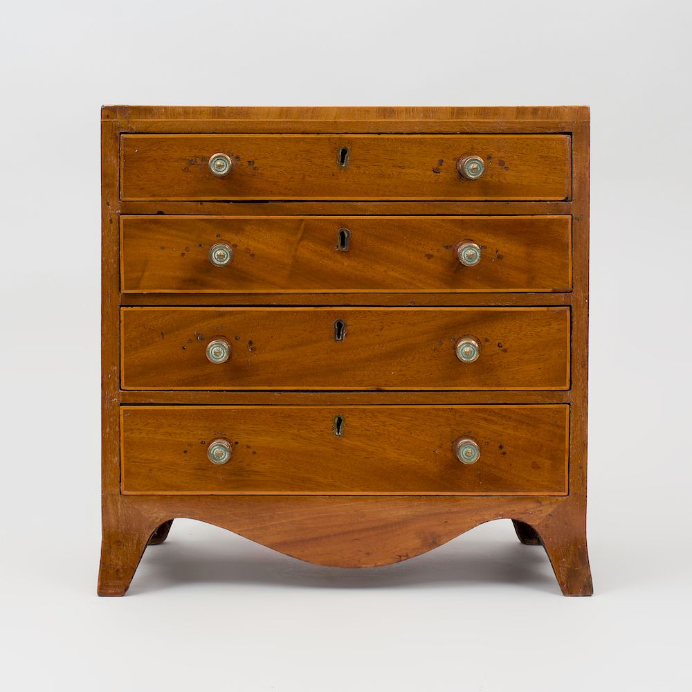 Appraisal: Miniature George III Inlaid Mahogany Chest of Drawers x x