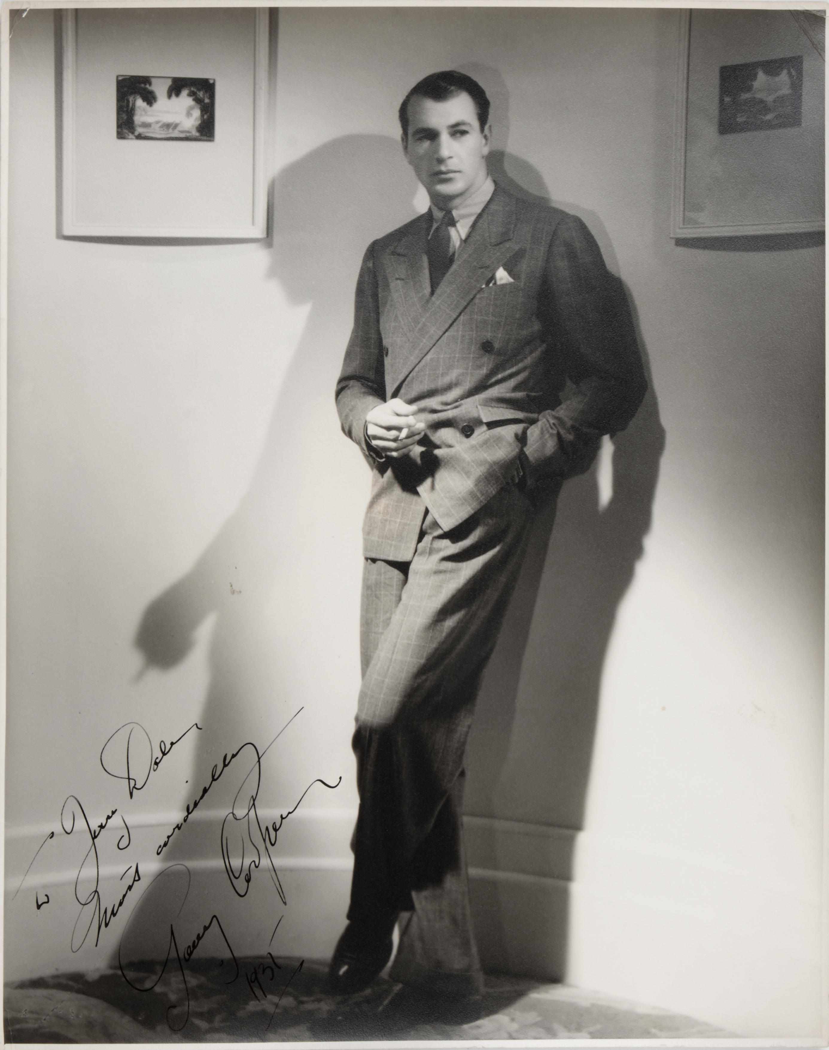 Appraisal: COOPER GARY Photograph Signed ''Gary Cooper'' and Inscribed by inch