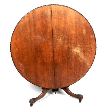 Appraisal: A Victorian oak supper table the gadrooned circular tilt top