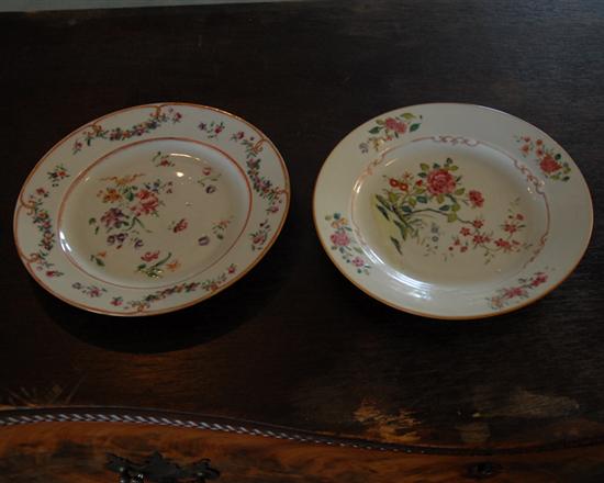 Appraisal: Two Chinese Lowestoft Plates each with hand enameled floral designs