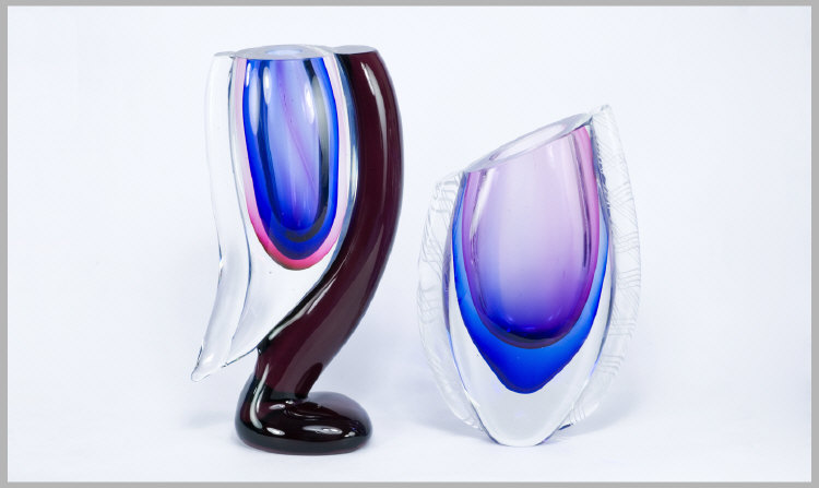 Appraisal: Two Murano Style Free Form Glass Vases One With Spiral