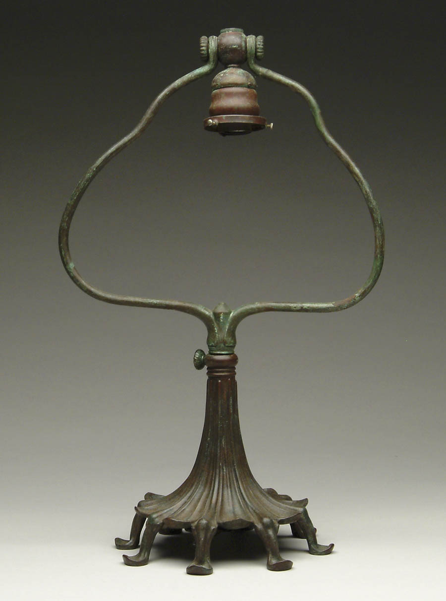 Appraisal: BRONZE DESK LAMP BASE Nice bronze base has stylized leaf