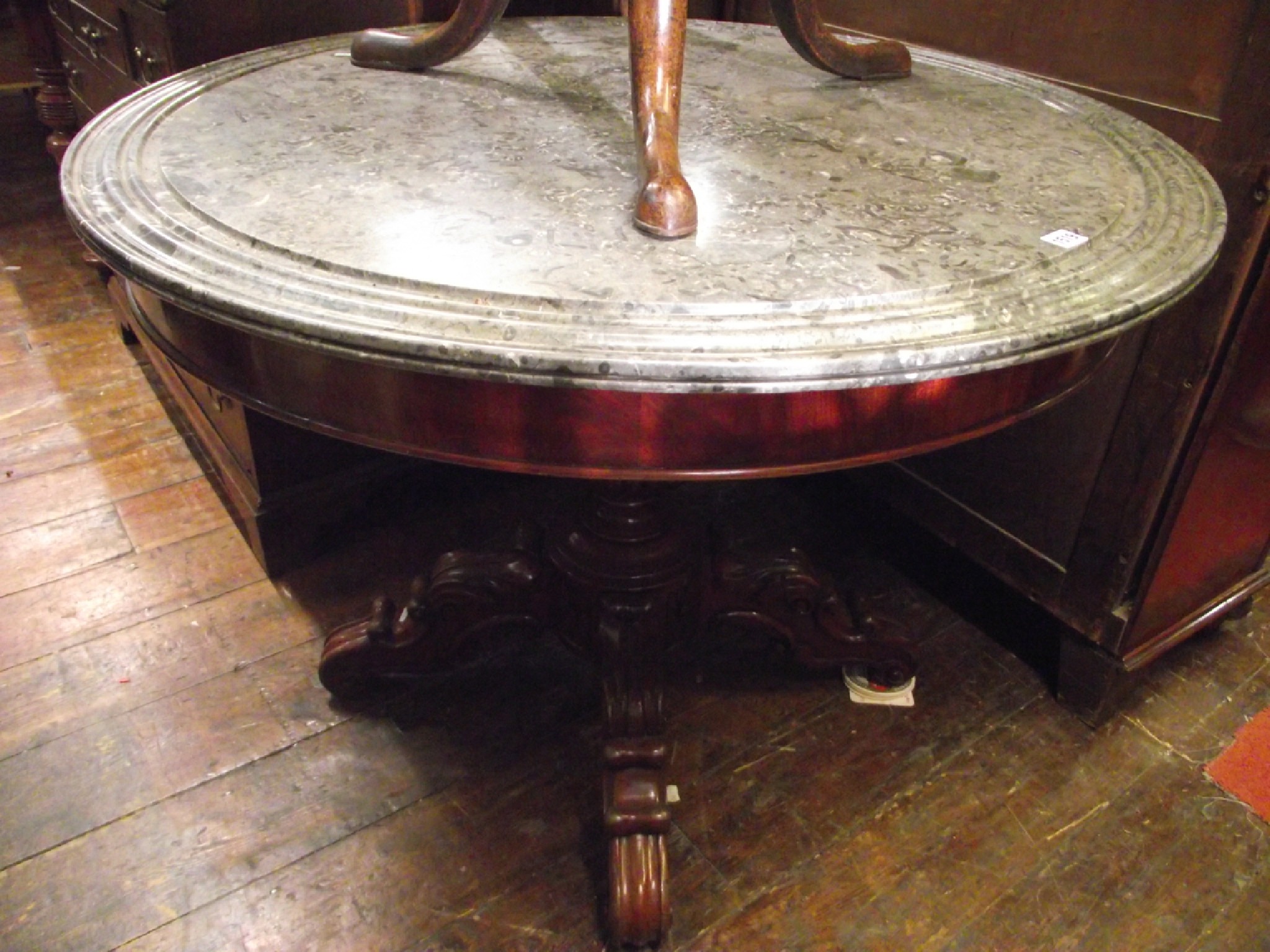 Appraisal: A th century mahogany occasional table with circular specimen marble