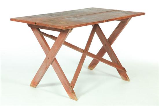 Appraisal: SAWBUCK TABLE American th century pine Of typical form with