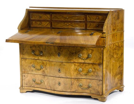 Appraisal: BUREAU-CABINET Baroque Italy Walnut and burled wood Bronze mounts x