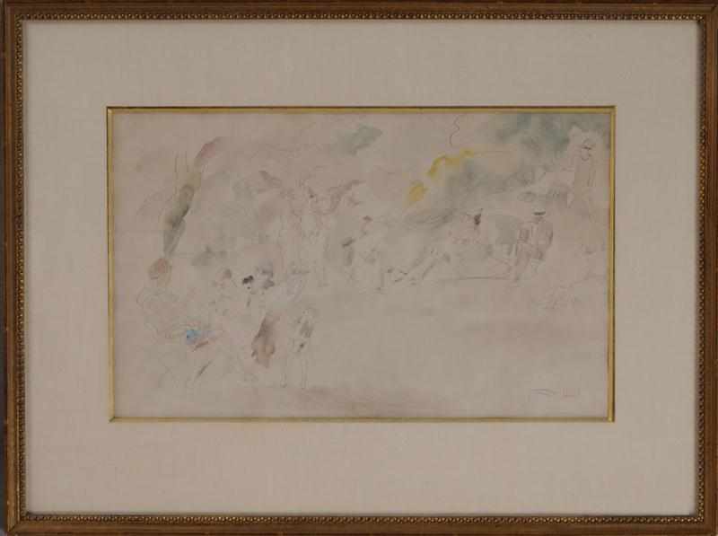 Appraisal: JULES PASCIN - AFTERNOON IN THE PARK Ink and watercolor