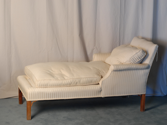 Appraisal: Chippendale-style Chaise Lounge striped upholstery