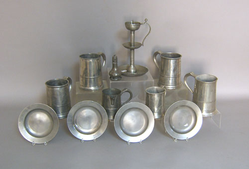 Appraisal: Twelve pcs of misc pewter th c