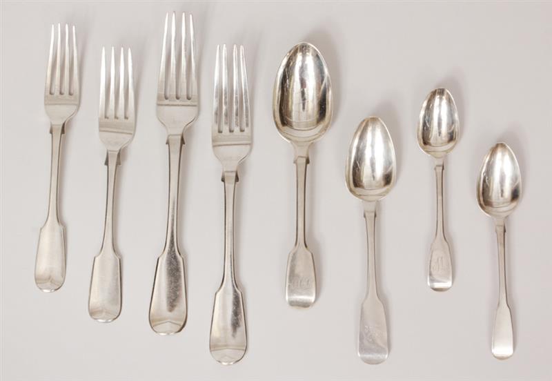 Appraisal: Group of George III through Victorian Silver Fiddle Pattern Flatware