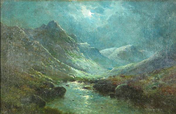 Appraisal: Alfred Fontville de Breanski British - Moonlight on the Ogwen