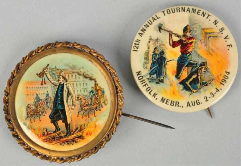 Appraisal: Lot of Fire Fighting Pinbacks s to Both are in