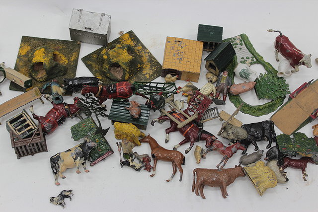 Appraisal: A SMALL GROUP OF PAINTED LEAD FARM ANIMALS and related