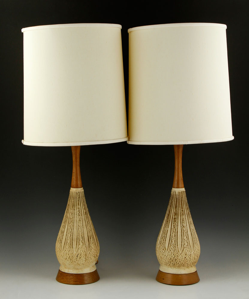 Appraisal: - Pr F A I P Chalkware Lamps Mid century