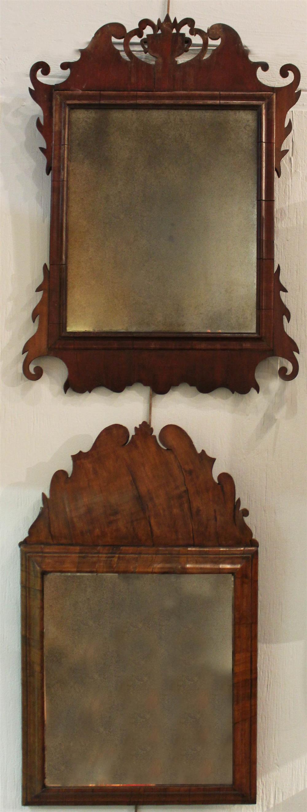 Appraisal: QUEEN ANNE WALNUT MIRROR TOGETHER WITH A MAHOGANY NEOCLASSICAL SCROLL