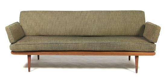 Appraisal: An American Teak and Chrome Sofa After a Design by