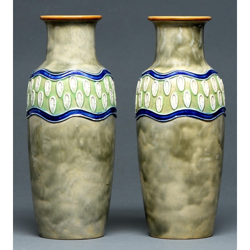 Appraisal: A pair of Doulton Ware vases c - decorated in