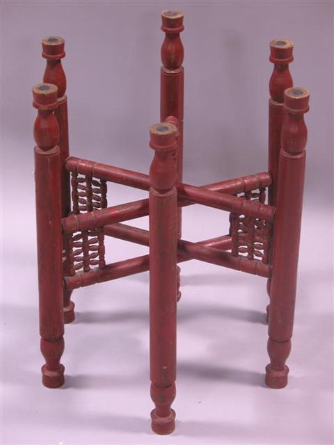 Appraisal: SOUTHEAST ASIAN RED PAINTED TRAY BASE th century- h w