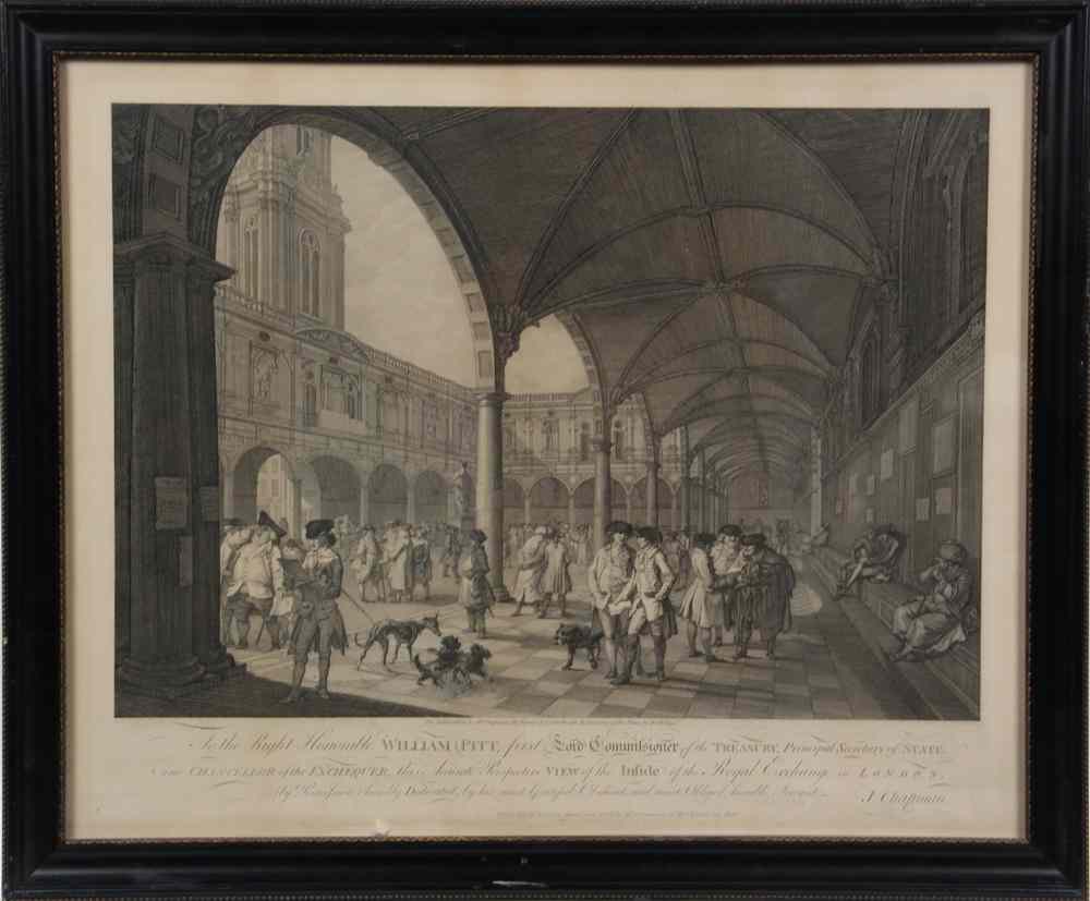 Appraisal: th CENTURY ENGRAVING '' Inside the Royal Exchange'' by J