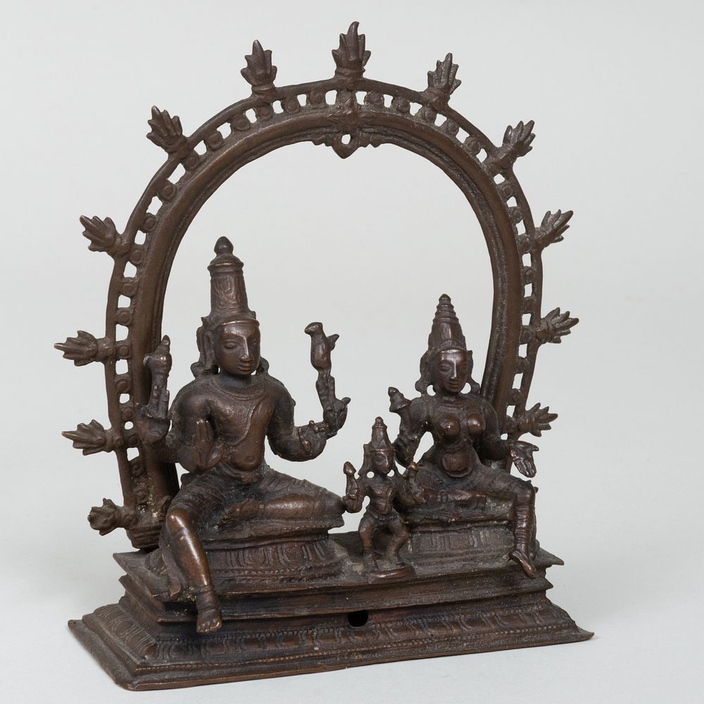 Appraisal: Indian Bronze Figure Group of Somaskanda Murti With removable mandorla