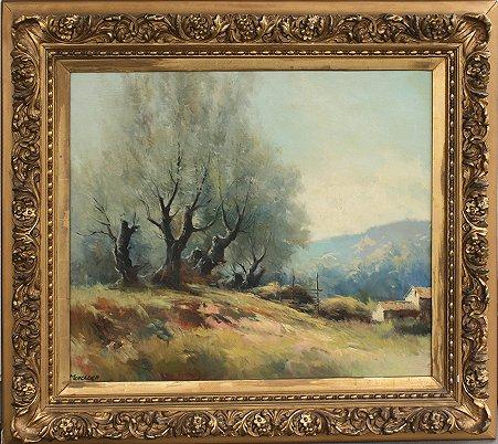 Appraisal: PANORAMIC LANDSCAPE PAINTING SIGNED MERCADER GREAT FRAME OIL Canvas ''