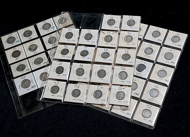 Appraisal: Assorted Type Coins Liberty nickels Buffalo nickles Barber quarters Standing