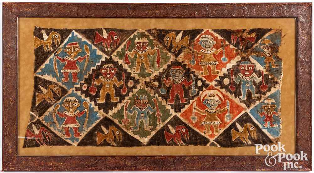 Appraisal: Peruvian Chancay textile with figures Peruvian Chancay textile with figures