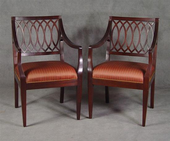 Appraisal: Pair of Stickley Mahogany Colonial Williamsburg Reproduction Albemarle Armchairs Based