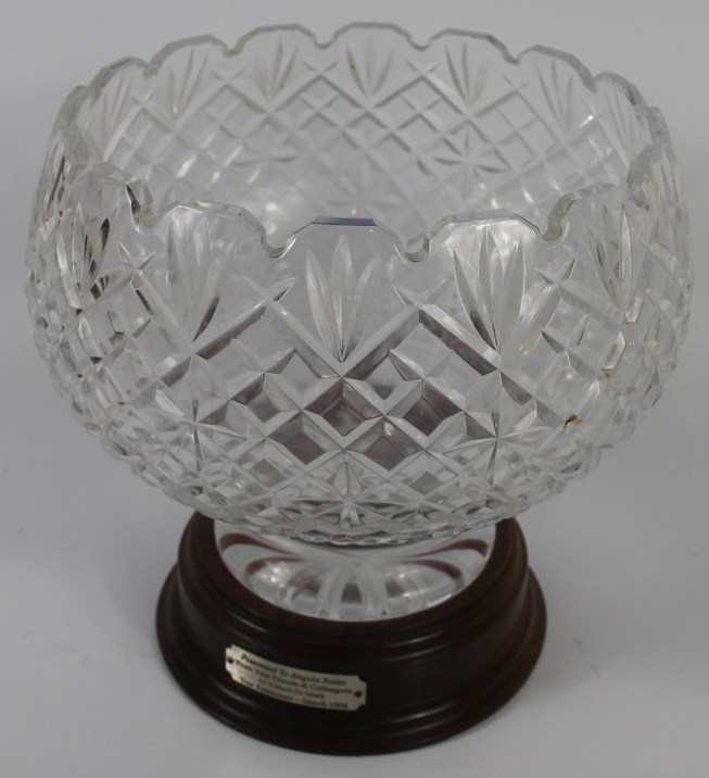 Appraisal: A Waterford cut glass fruit bowl on a wooden stand