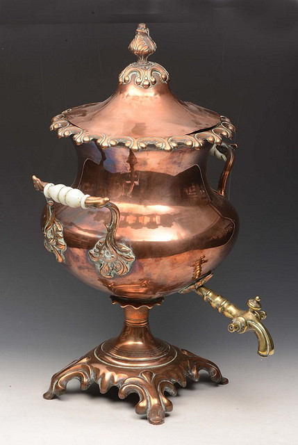 Appraisal: A VICTORIAN COPPER SAMOVAR a copper warming pan and a