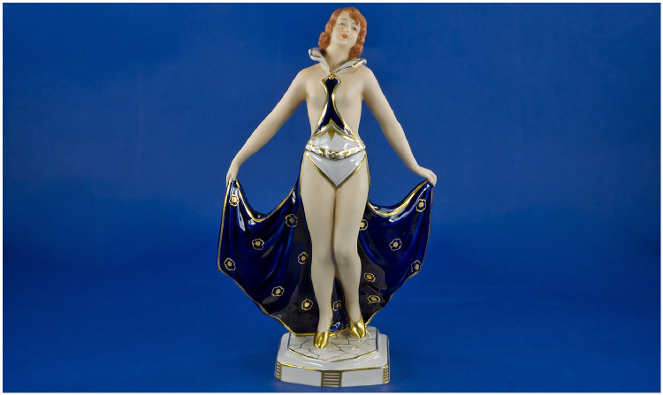 Appraisal: Art Deco Royal Dux Figure semi clad girl dancer no