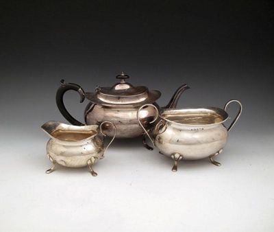 Appraisal: A three-piece silver tea set by J Gloster Limited Sheffield