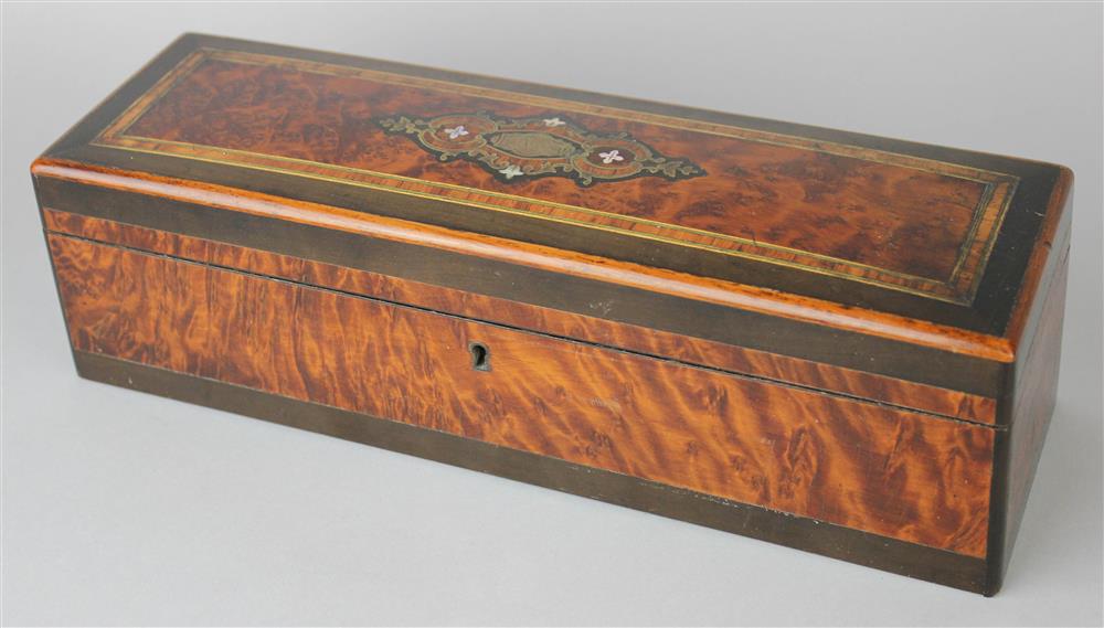 Appraisal: NAPOLEON III MOTHER OF PEARL INLAID BURRWOOD GLOVE BOX third